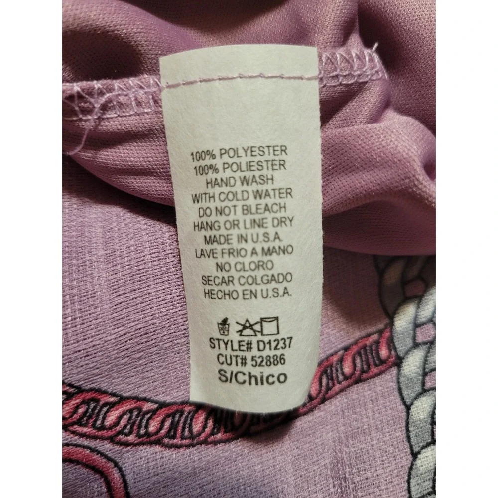 MTS Lilac Chain Print V-Neck‎ Shift Mini Dress Made in USA D1237 Small 209